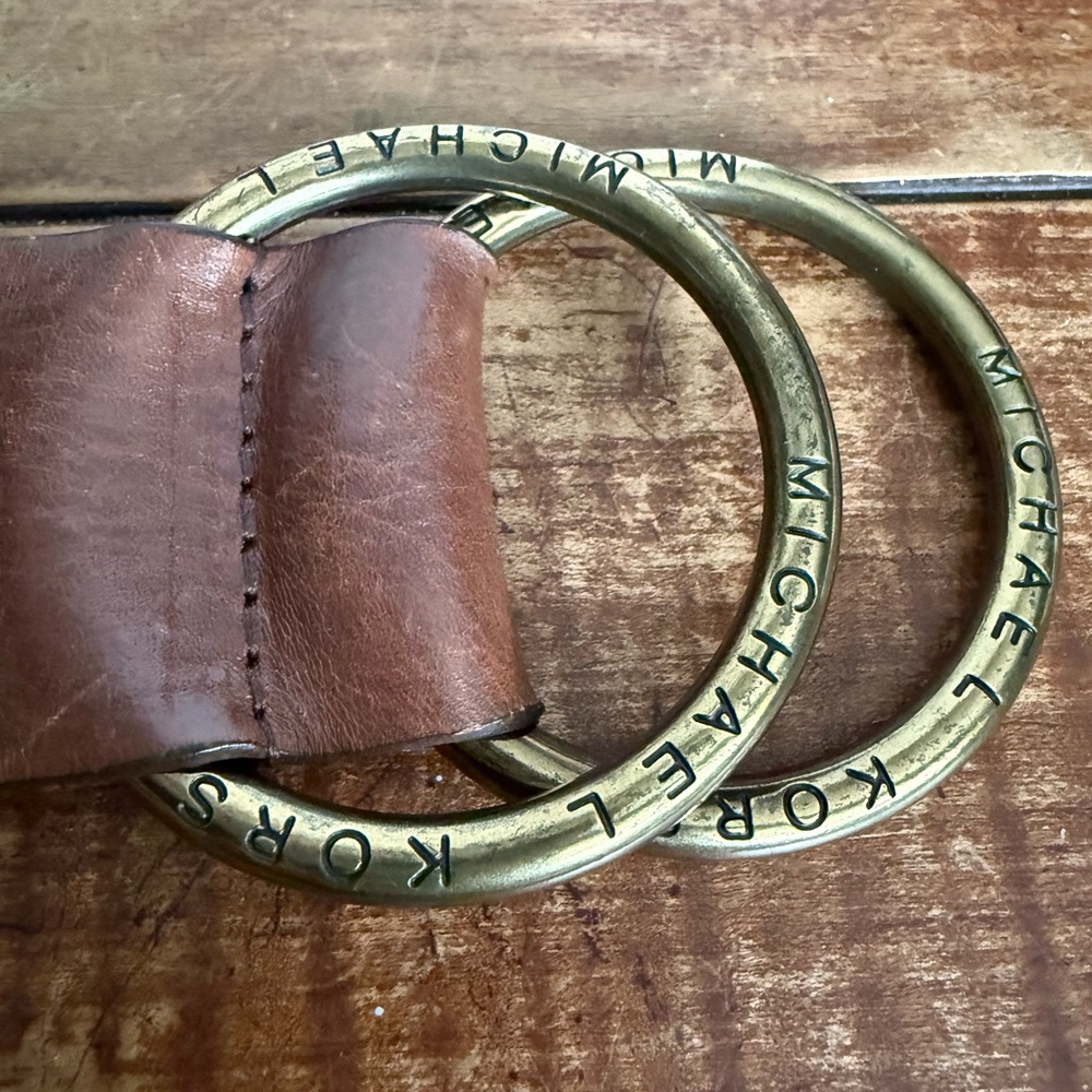 Michael Kors Brown Leather Belt With Brass Buckle - Picture 13 of 15